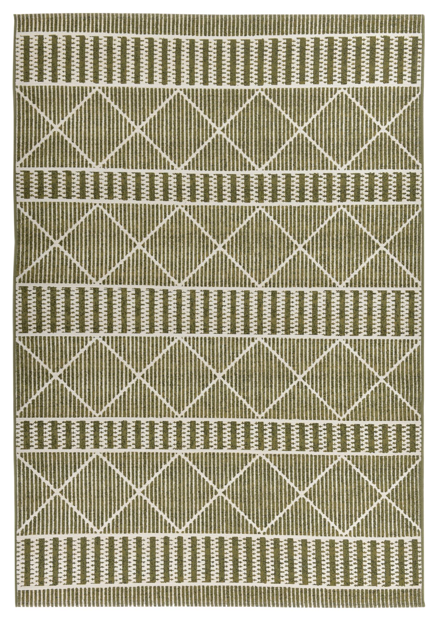 Tapis outdoor/ indoor - motif géométrique - tissé vert 80x165 cm