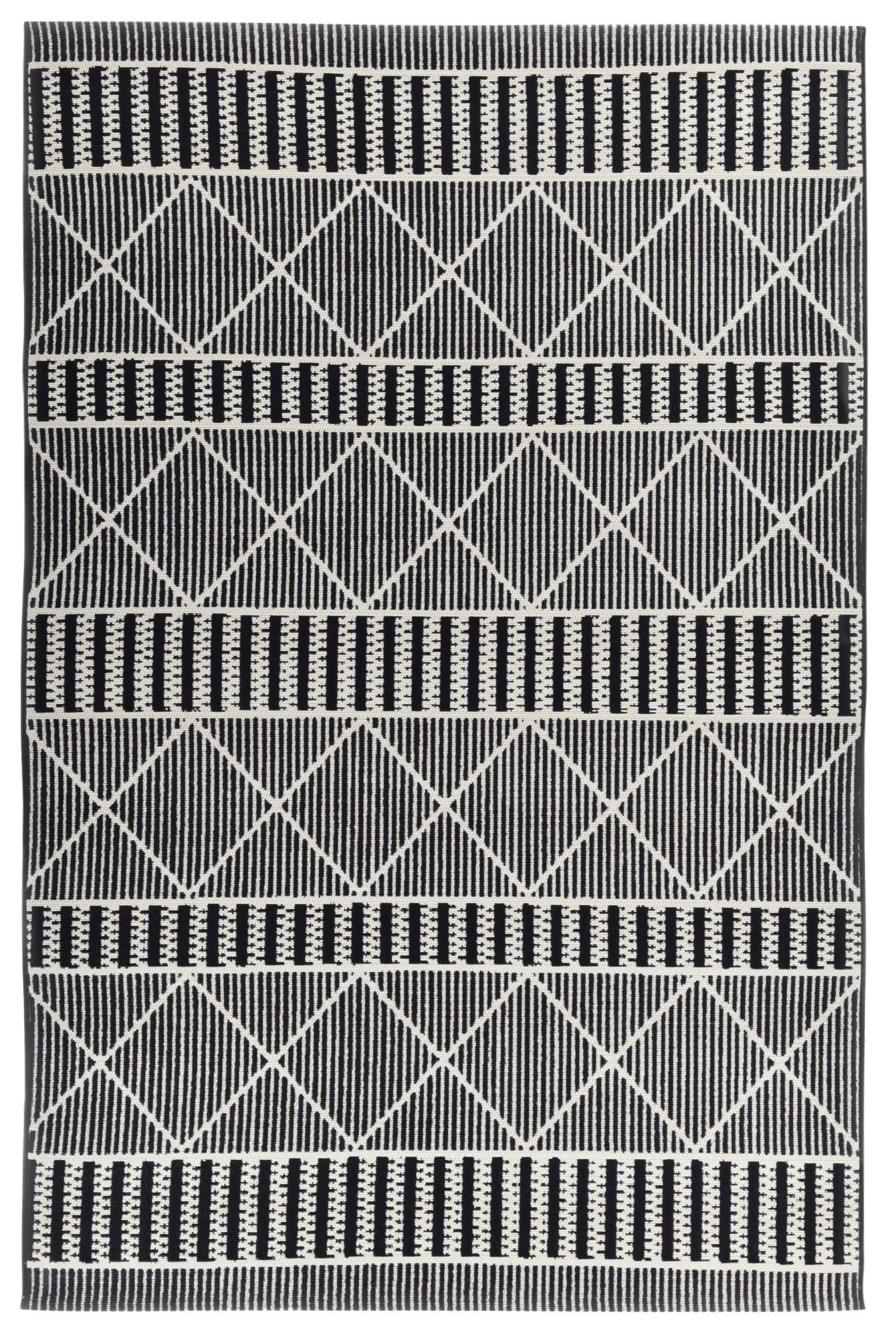 Tapis outdoor/ indoor - motif géométrique - tissé noir 120x180 cm