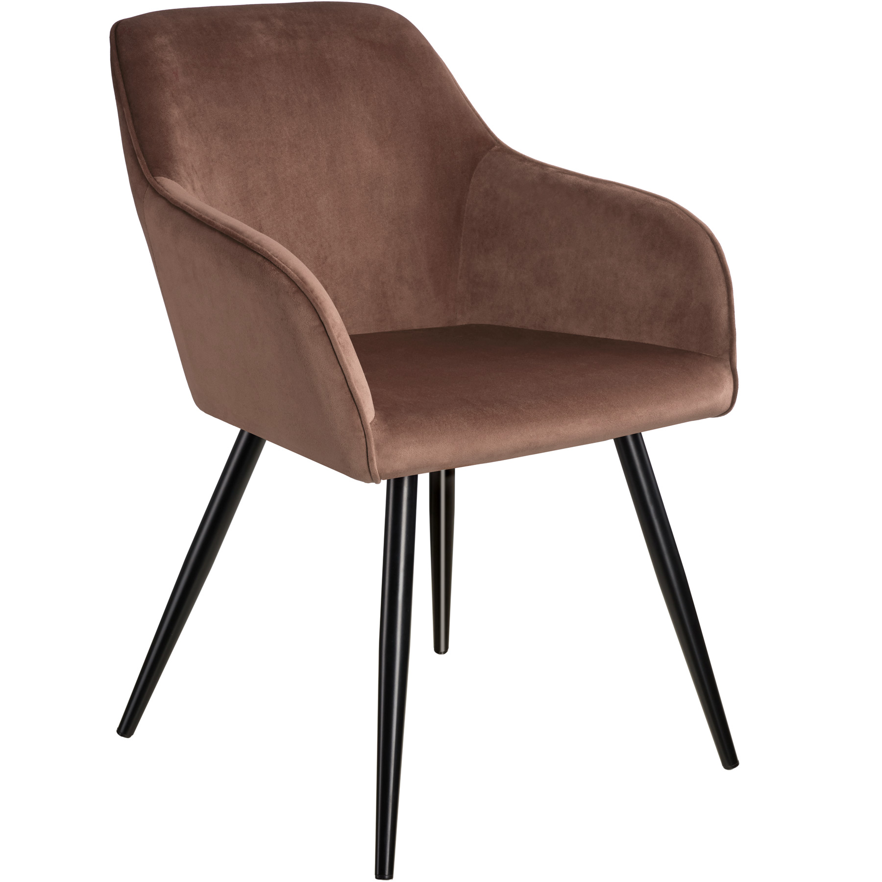 Chaise Rembourrée aspect velours Dossier ergonomique brun-noir
