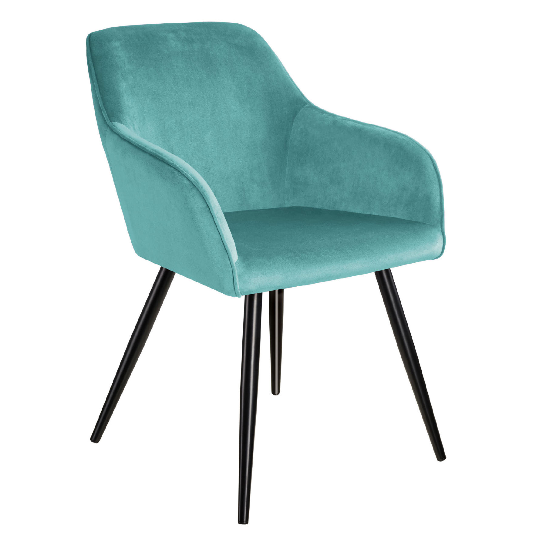 Chaise MARILYN Effet Velours Style Scandinave turquoise/noir