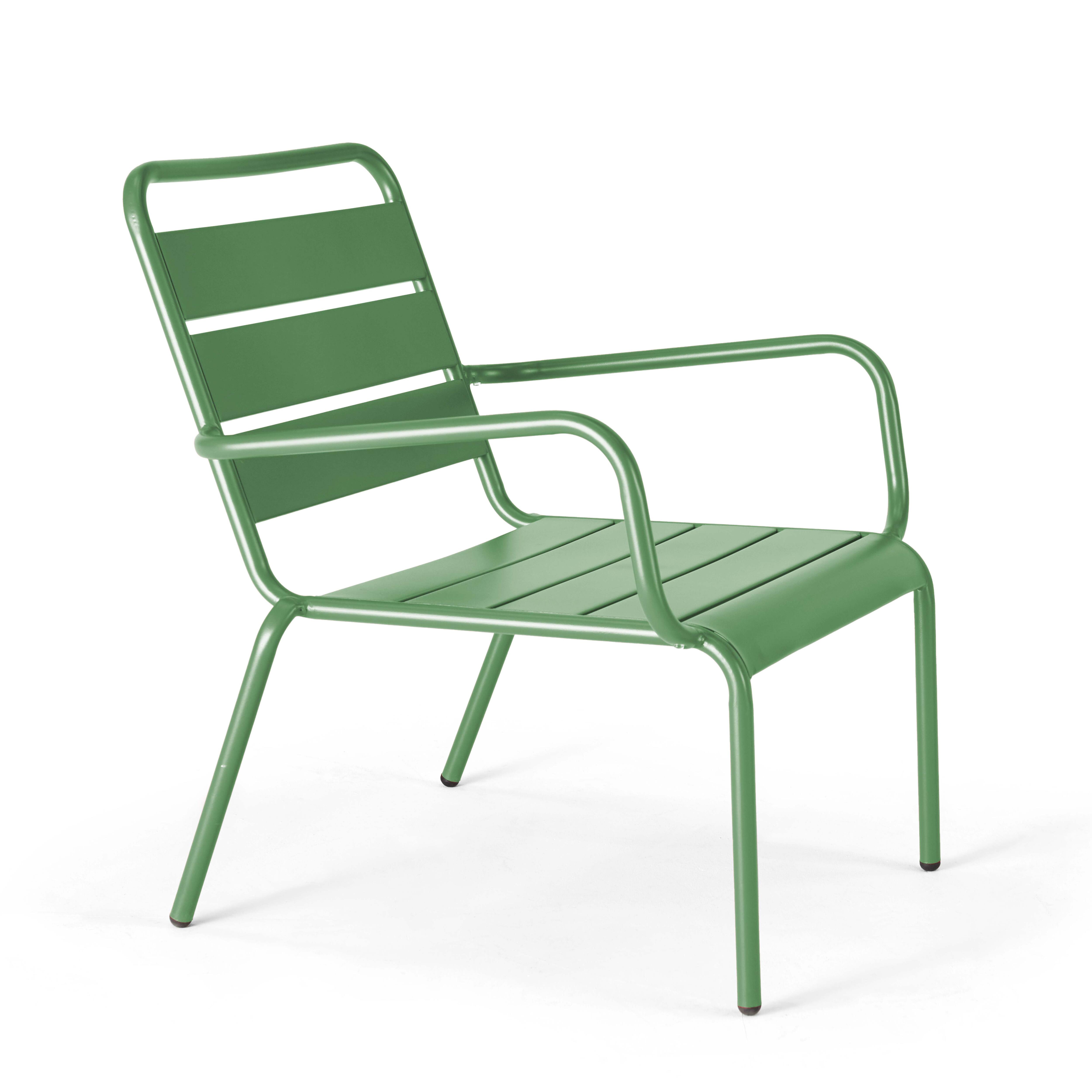 fauteuil de jardin bas relax acier vert cactus