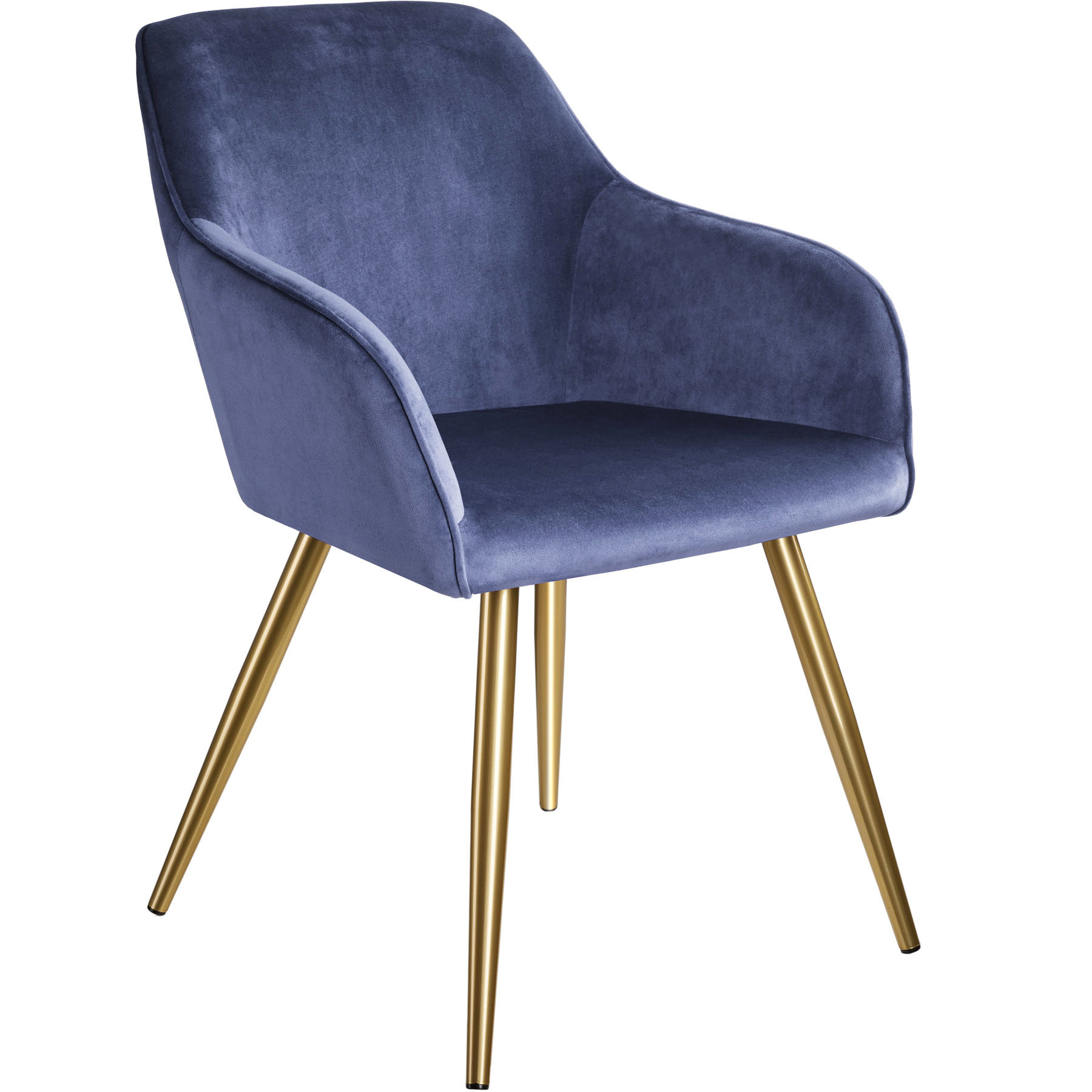 Chaise MARILYN Effet Velours Style Scandinave bleu/or