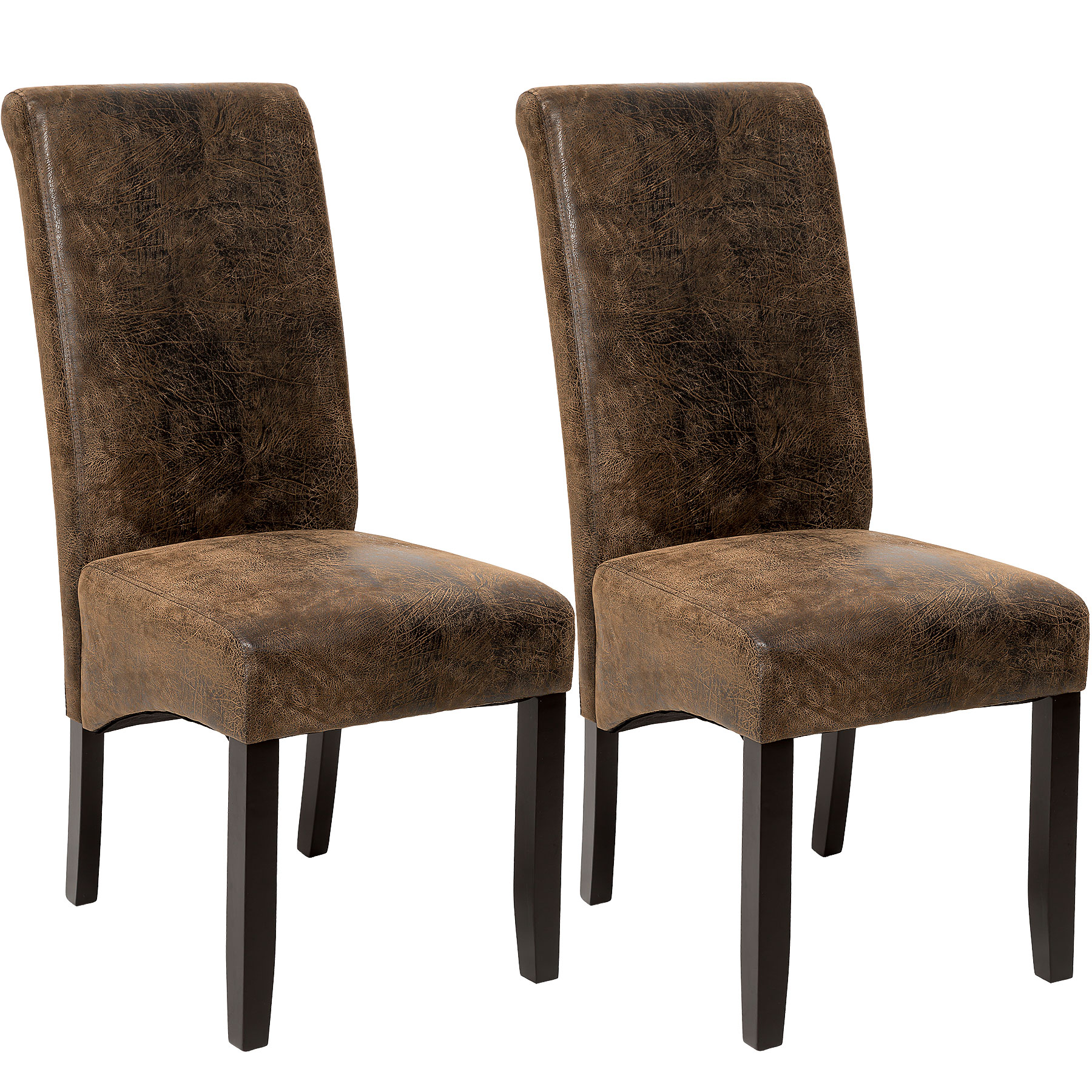 Lot de 2 chaises aspect cuir marron foncé