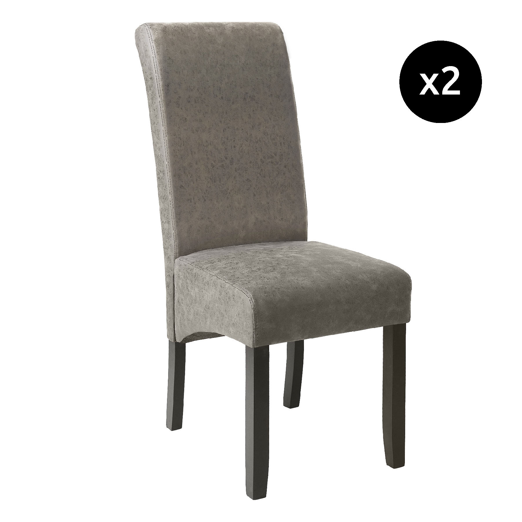 Lot de 2 chaises aspect cuir gris marbré Lot de 2 chaises aspect cuir gris marbré