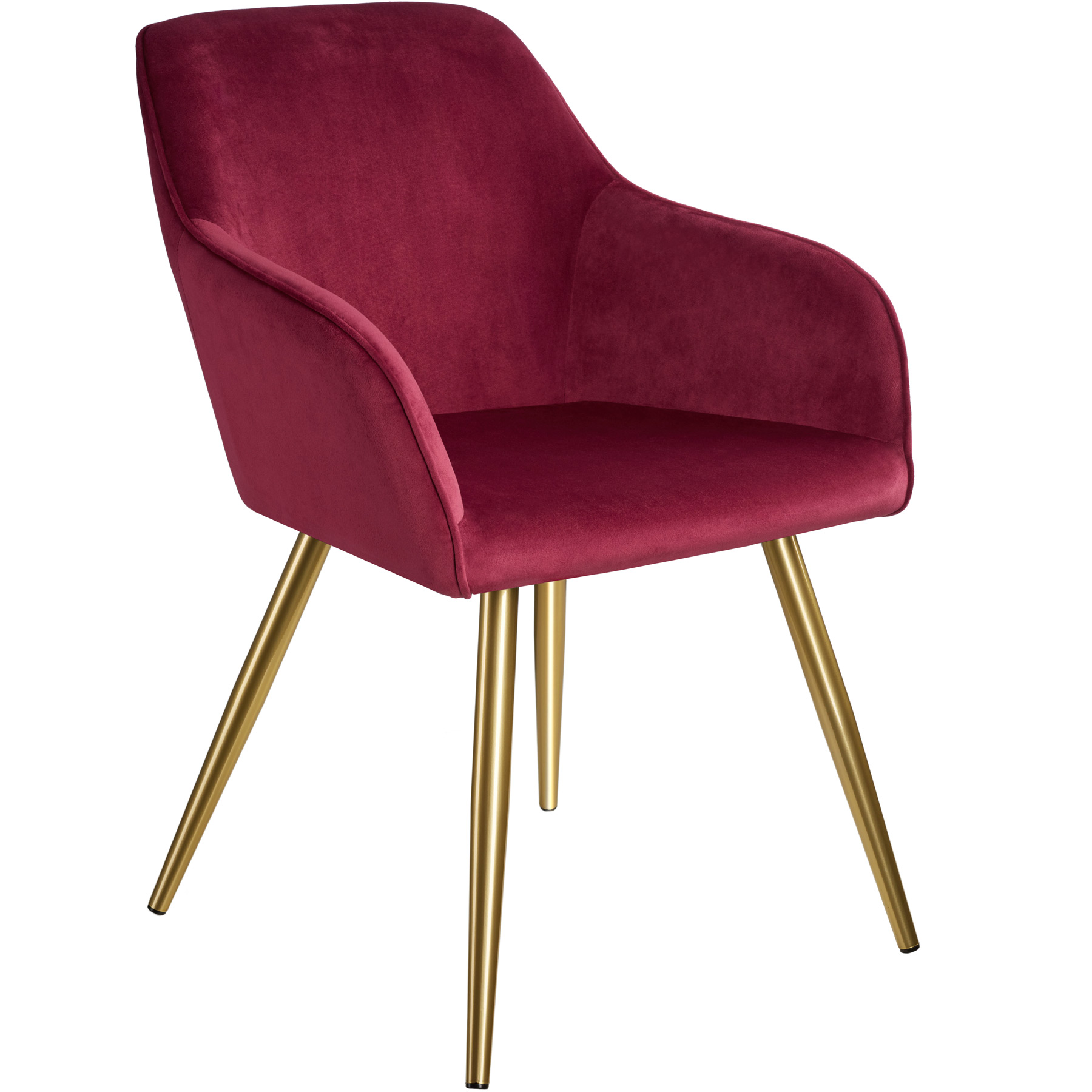 Chaise MARILYN Effet Velours Style Scandinave bordeaux/or