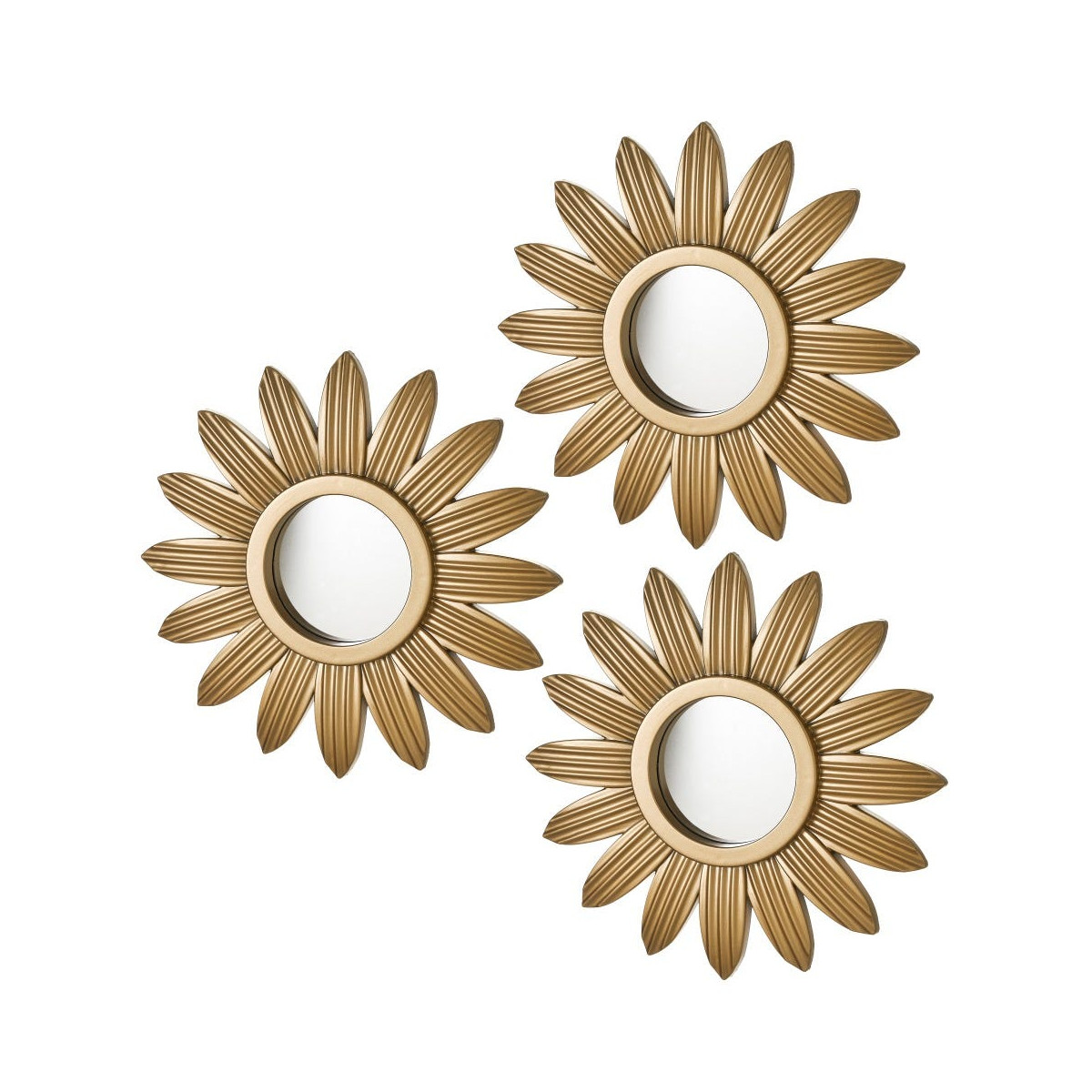 Miroirs ronds dorés champagne fleurs D25,10cm - Lot de 3 Miroirs ronds dorés champagne fleurs D25,10cm - Lot de 3