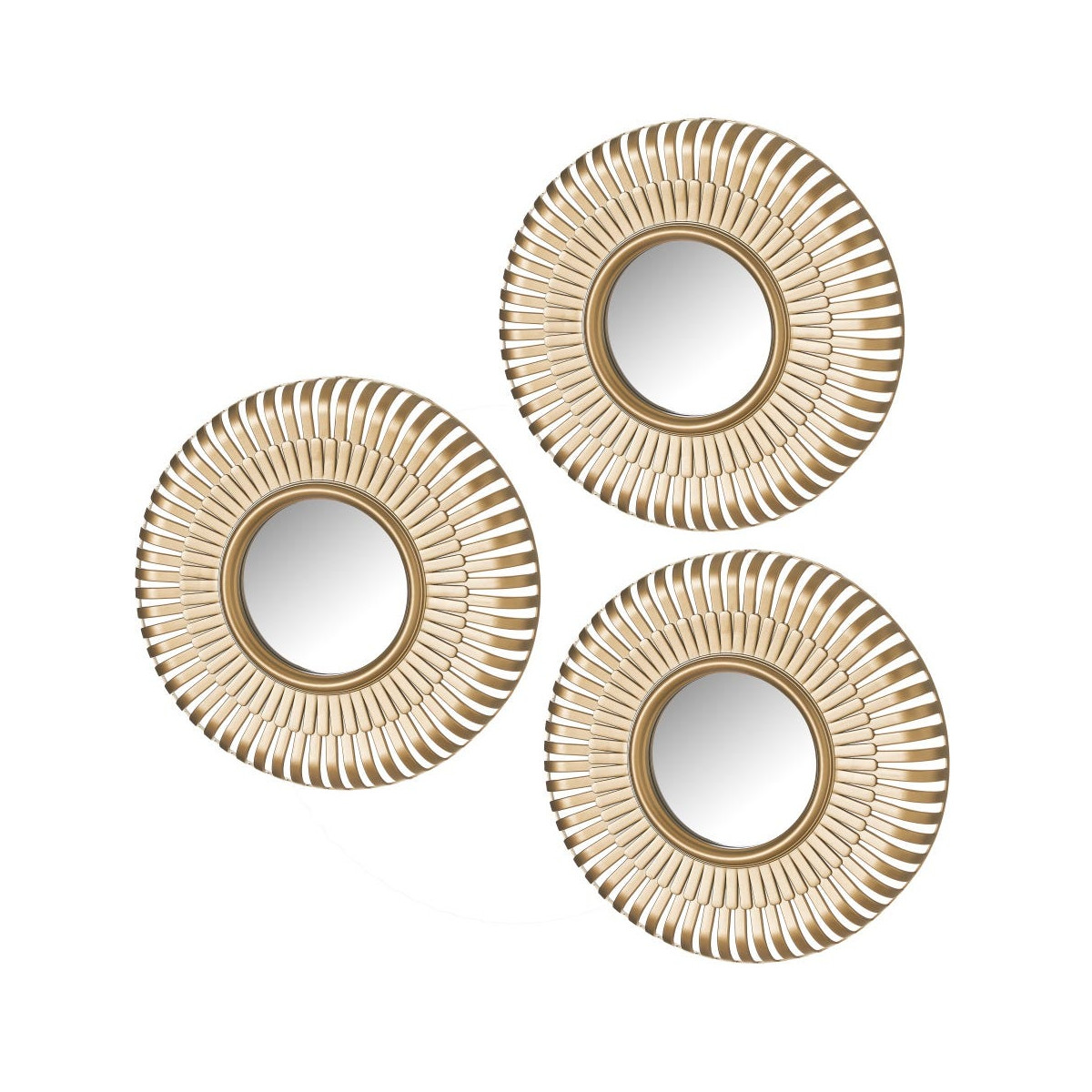 Miroirs ronds dorés champagne D25,3cm - Lot de 3 Miroirs ronds dorés champagne D25,3cm - Lot de 3