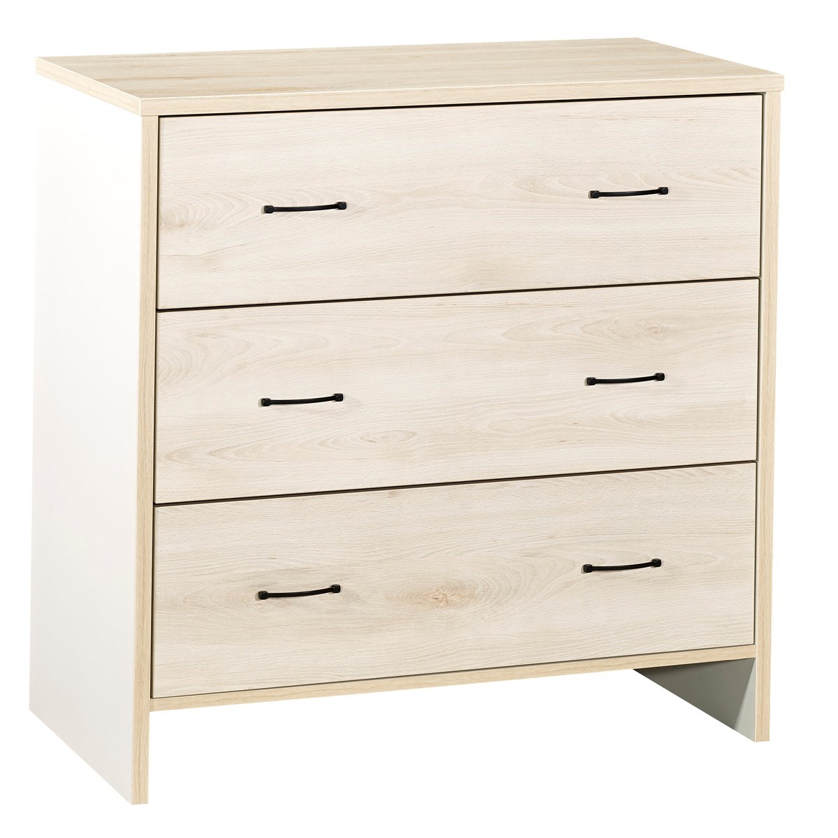 Commode 3 Tiroirs 88x87x47cm en Bois Beige clair Commode 3 Tiroirs 88x87x47cm en Bois Beige clair