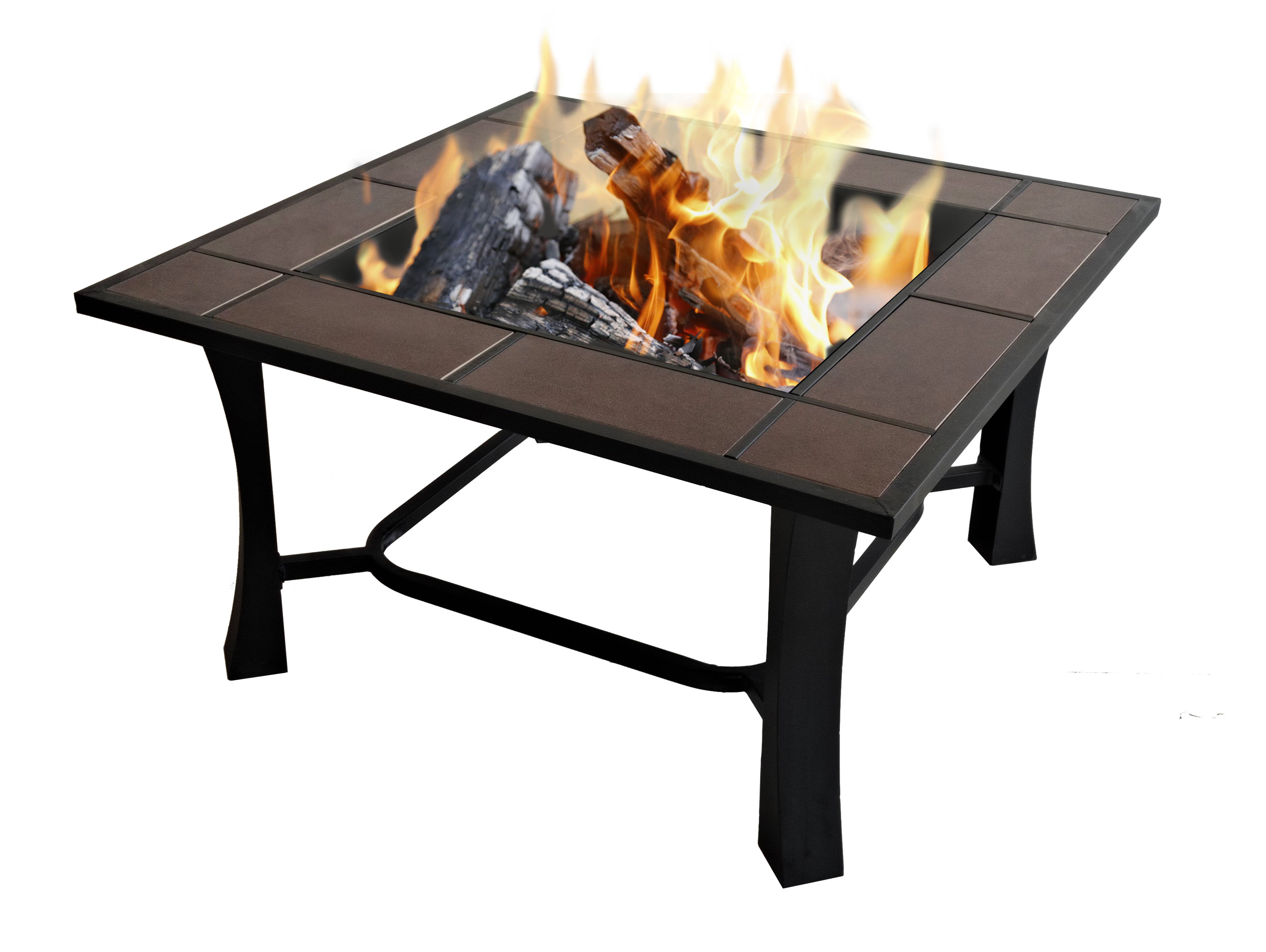 Brasero de jardin incluant un barbecue en carreaux de céramique noir