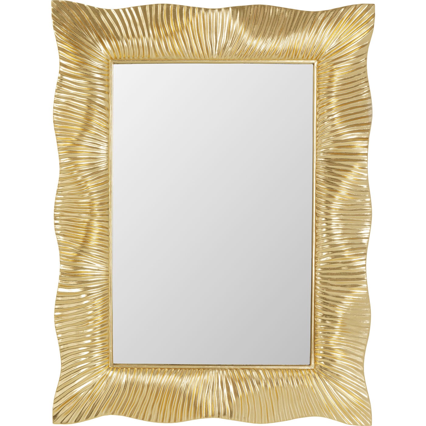 Miroir vagues en polyuréthane doré 124x94