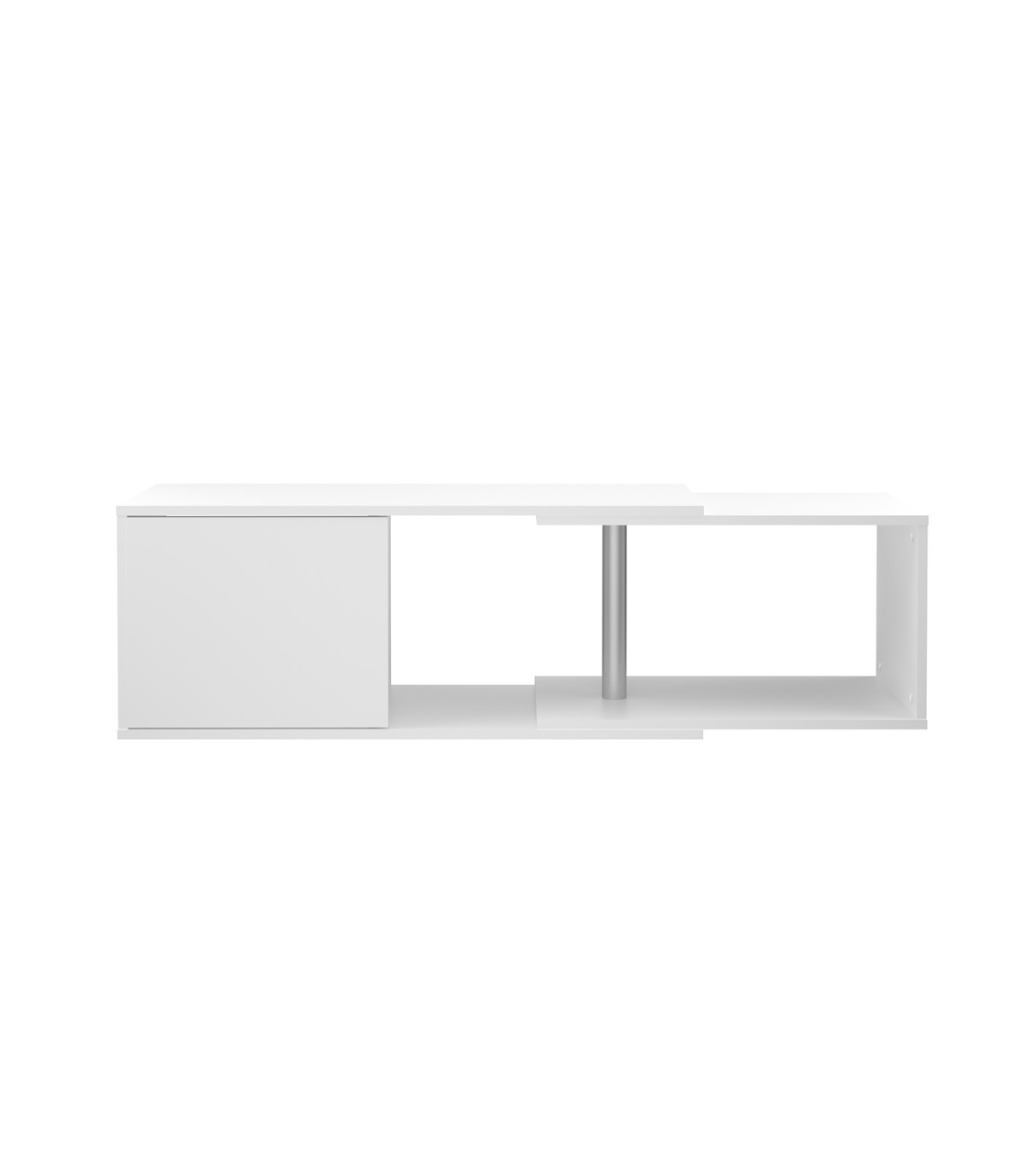 Étagère Murale 1 Porte 2 Niches Angle Modulable - L124,5 cm - Blanc