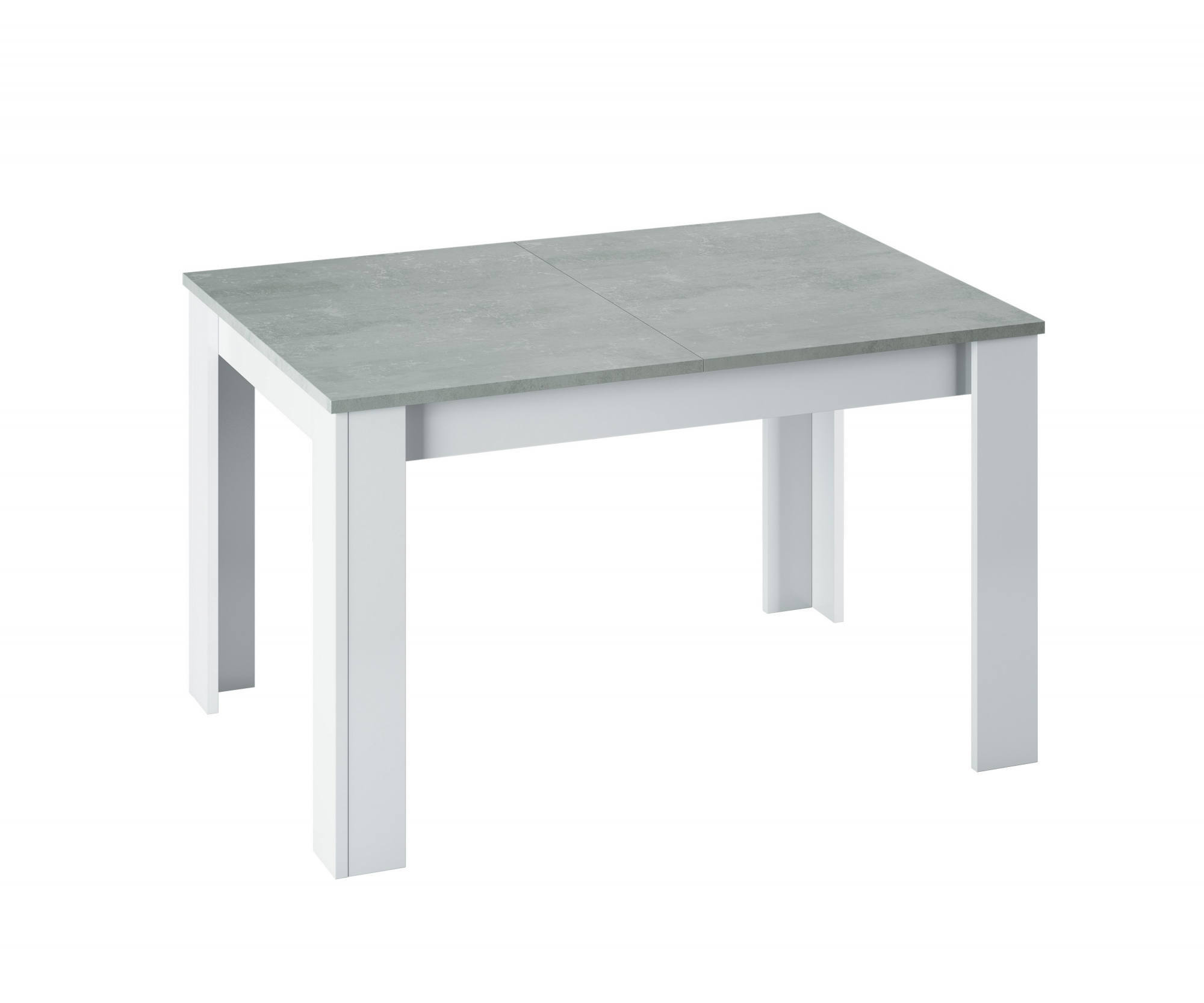 table extensible effet bois 140/190x90 cm béton et blanc