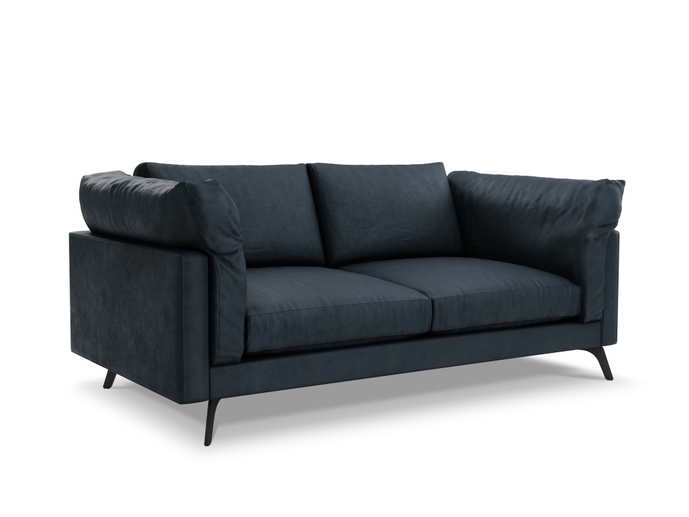 Canapé 3 places Bleu Cuir Luxe Design Confort