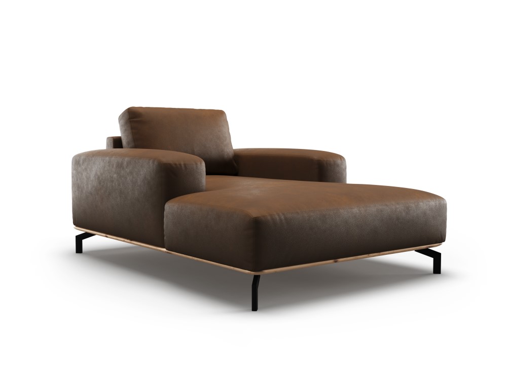 Méridienne 3 places Marron Tissu Luxe Petit