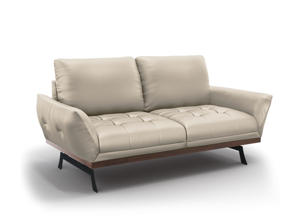 Canapé fixe 3 places Gris Cuir Luxe Design Confort