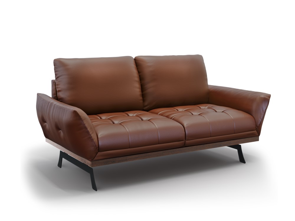 Canapé fixe 3 places Marron Cuir Luxe Design Confort