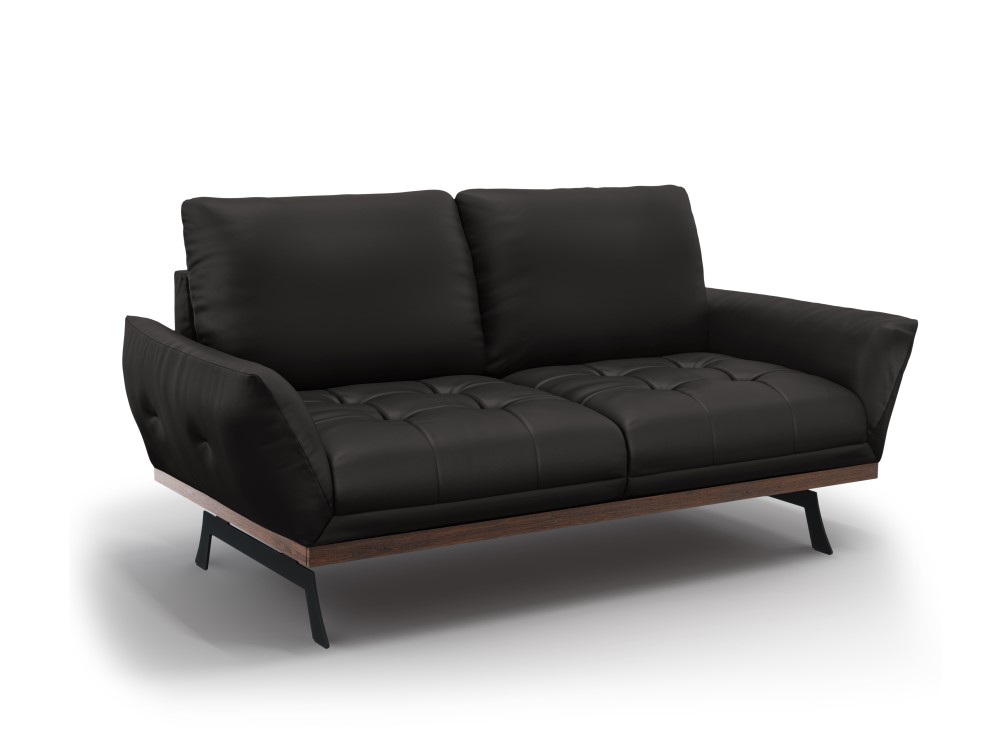 Canapé fixe 3 places Noir Cuir Luxe Design Confort