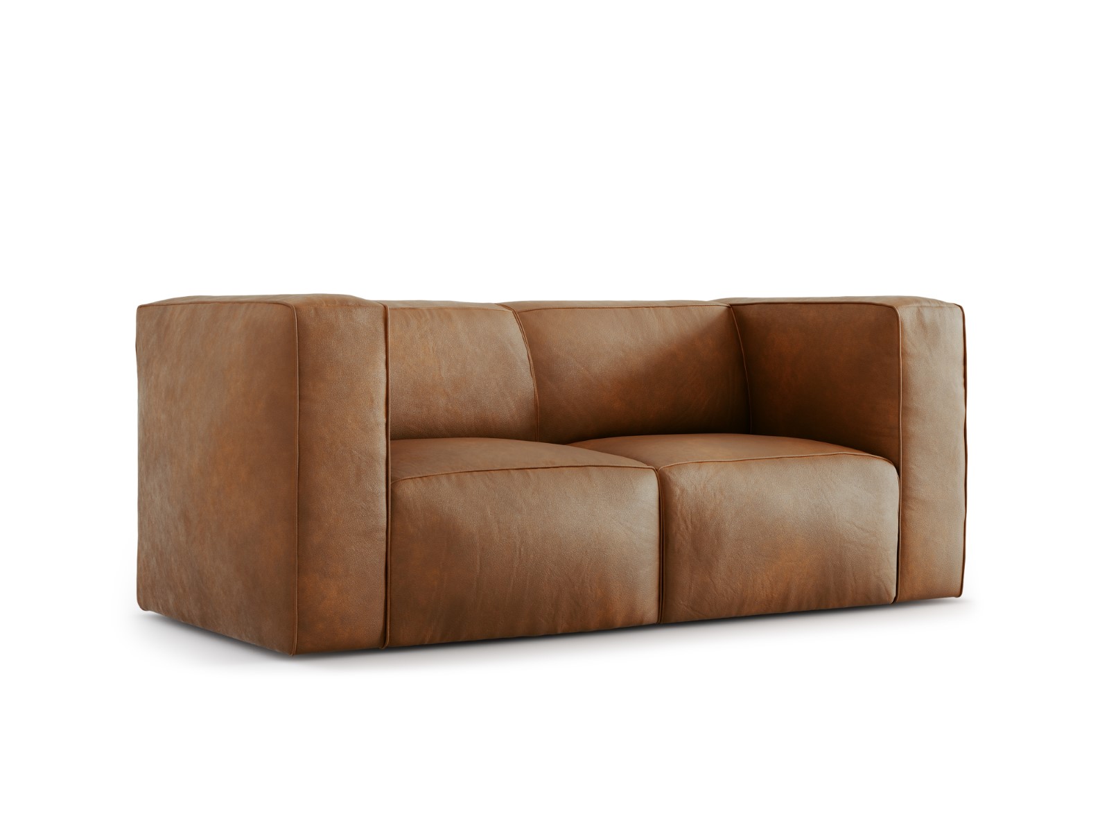 Canapé 2 places en cuir cuir marron