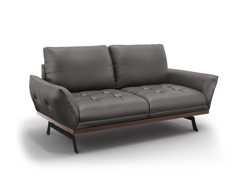 Canapé fixe 3 places Gris Cuir Luxe Design Confort