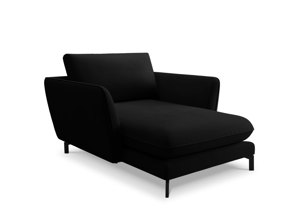 Méridienne 3 places Noir Tissu Moderne Petit Promotion