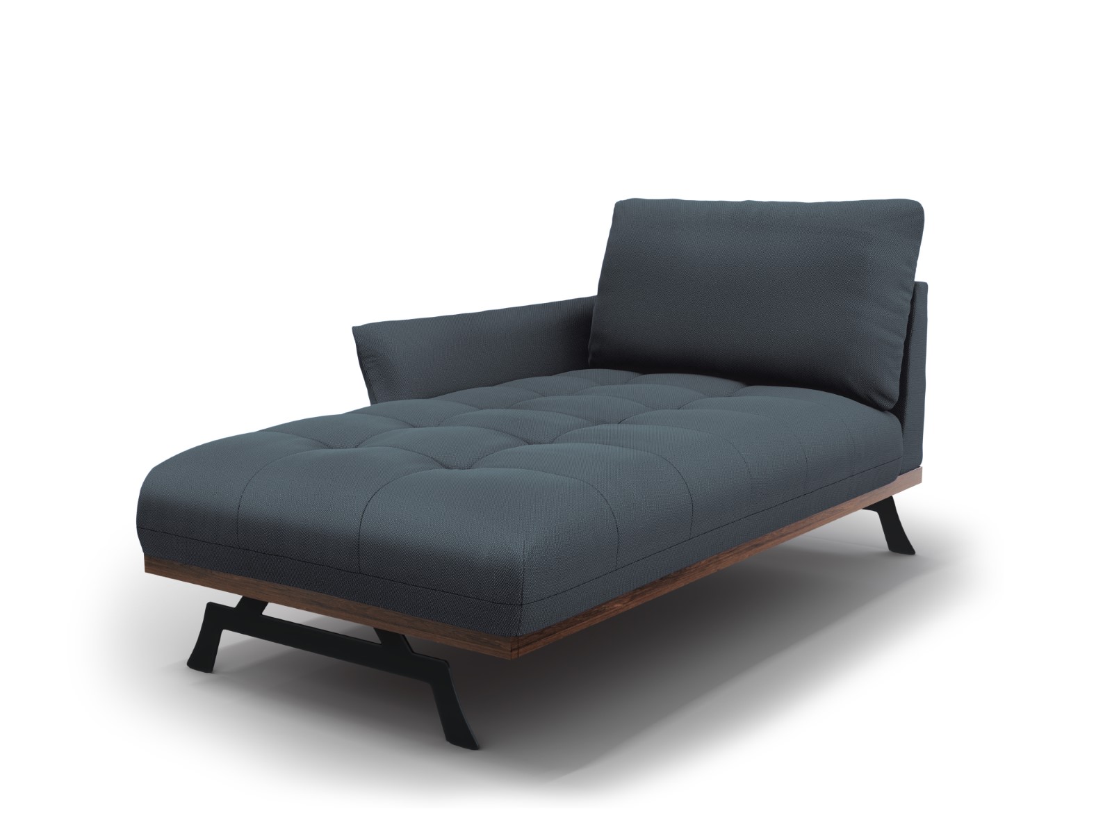Méridienne gauche en tissu structurel bleu
