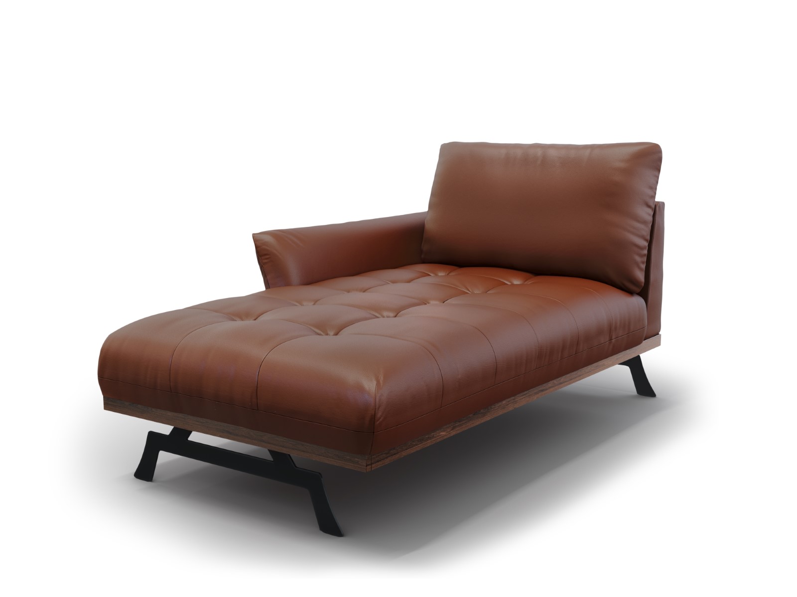 Méridienne 1 place en cuir marron