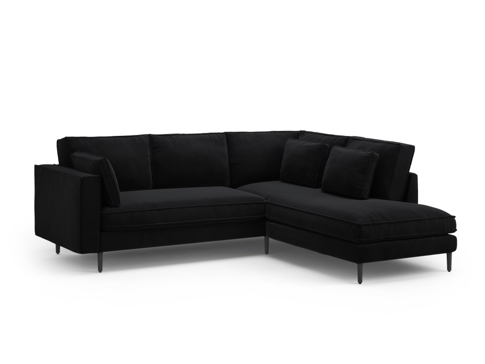 Canapé d'angle 5 places Noir Velours Luxe Design Confort
