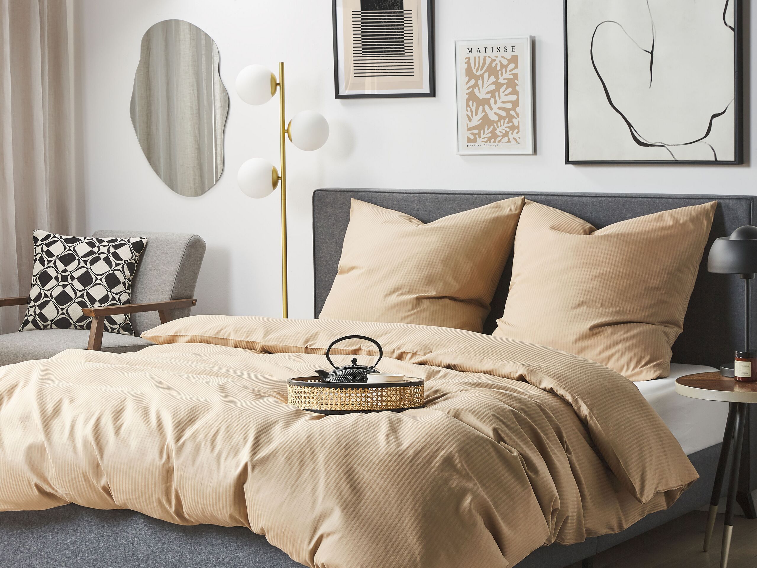 Housse de couette en coton 220 x 240 cm beige