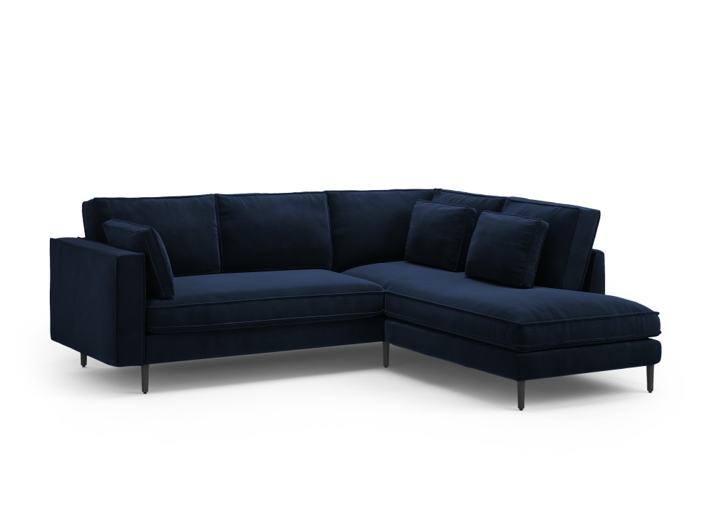 Canapé d'angle 5 places Bleu Velours Luxe Design Confort
