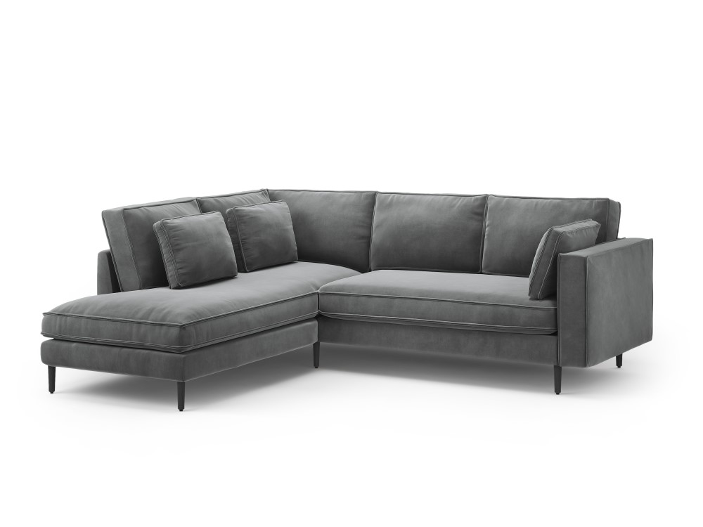 Canapé d'angle 5 places Gris Velours Luxe Design Confort