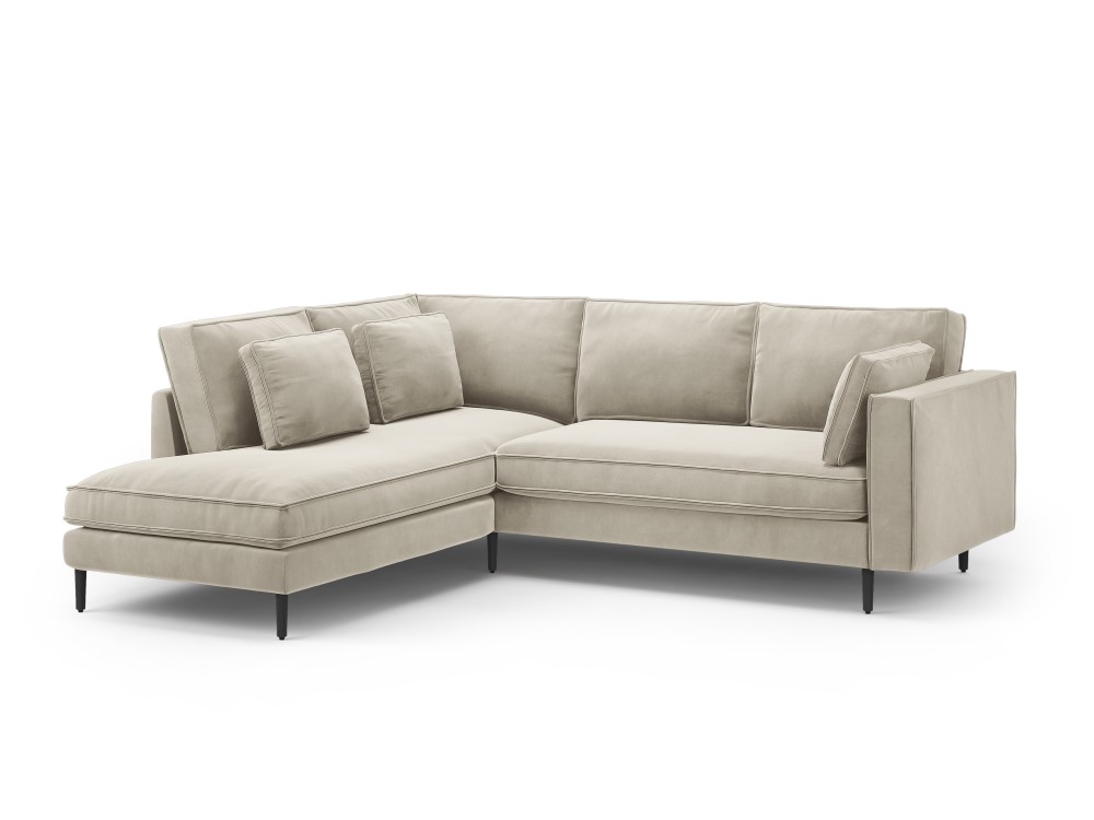Canapé d'angle 5 places Beige Velours Luxe Design Confort
