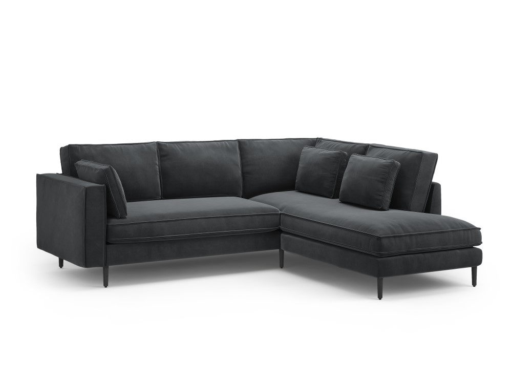 Canapé d'angle 5 places Gris Velours Luxe Design Confort