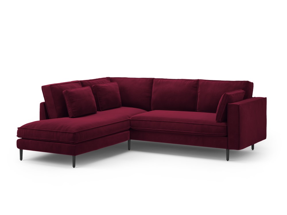 Canapé d'angle 5 places en velours rouge foncé