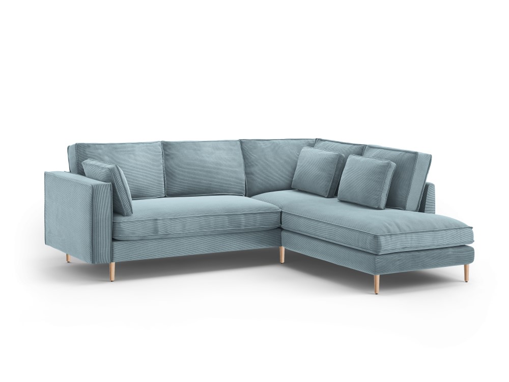 Canapé d'angle 5 places Bleu Tissu Luxe Design Confort