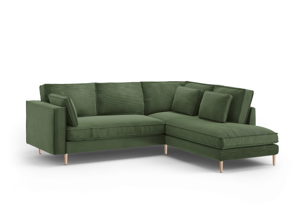 Canapé d'angle 5 places Tissu Luxe Design Confort Vert
