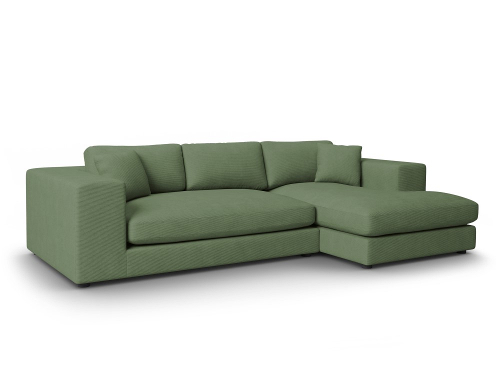 Canapé d'angle 5 places en tissu structuré vert