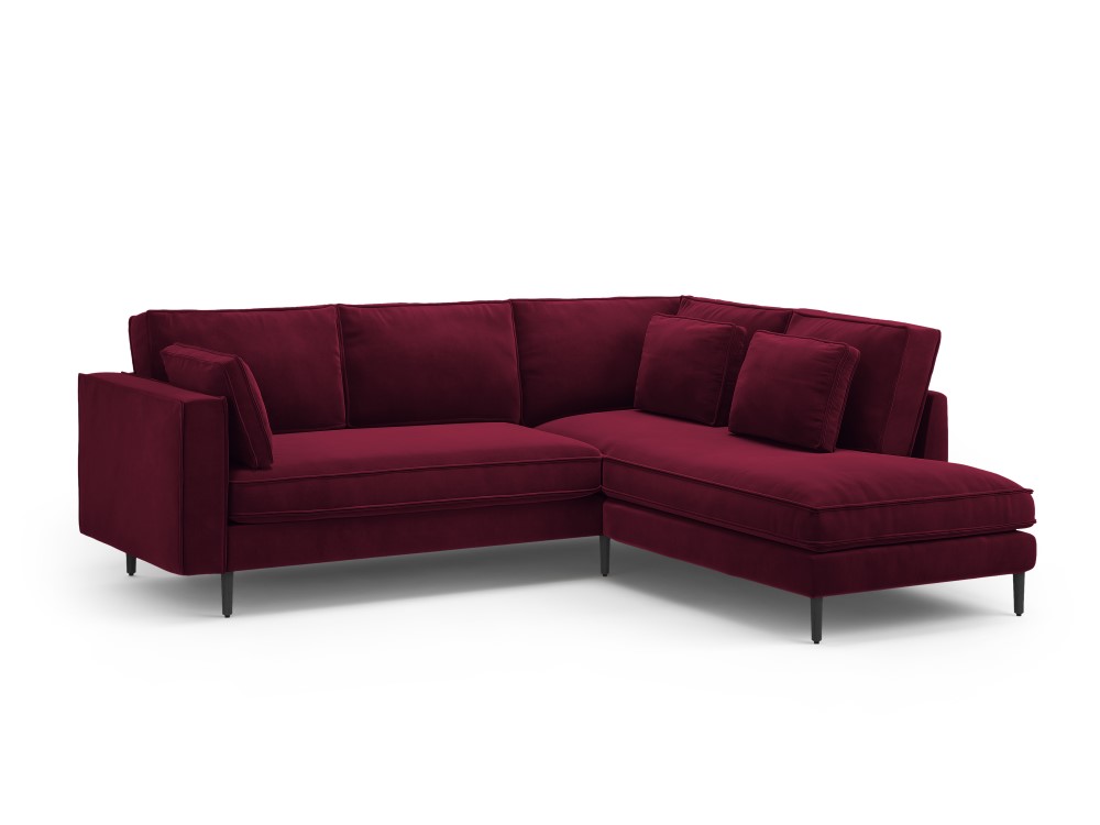 Canapé d'angle 5 places Rouge Velours Luxe Design Confort