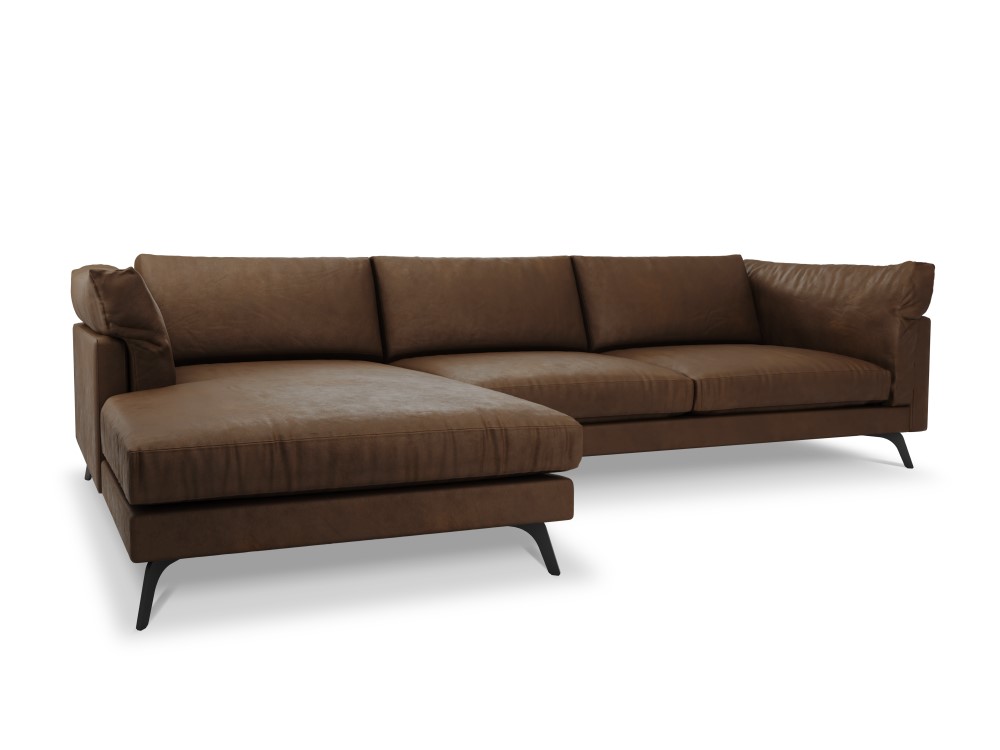 Canapé d'angle 5 places Marron Cuir Luxe Design Confort