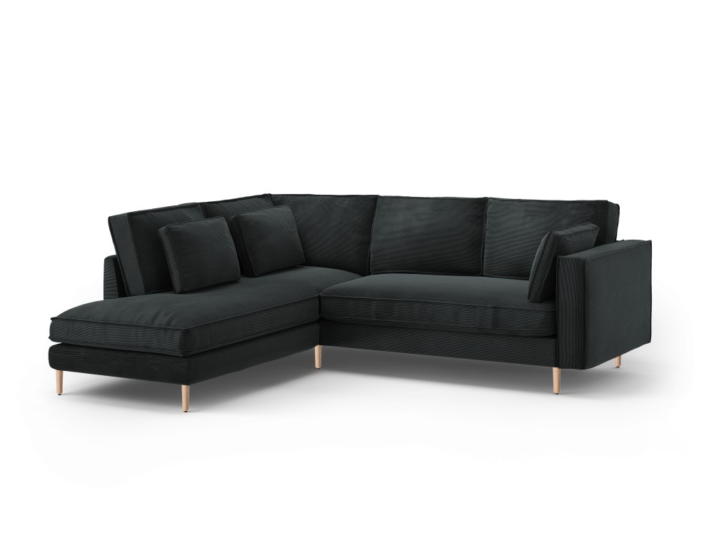 Canapé d'angle 5 places Noir Tissu Luxe Design Confort