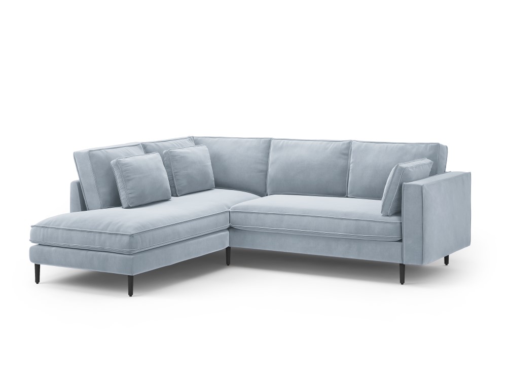Canapé d'angle 5 places Bleu Velours Luxe Design Confort