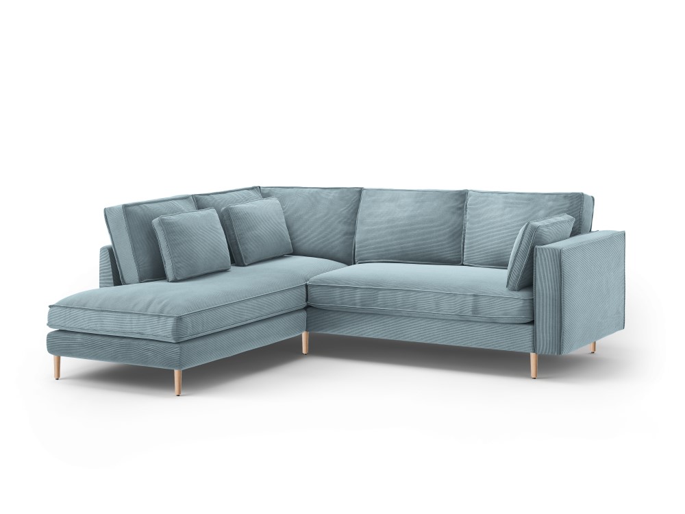 Canapé d'angle 5 places Bleu Tissu Luxe Design Confort