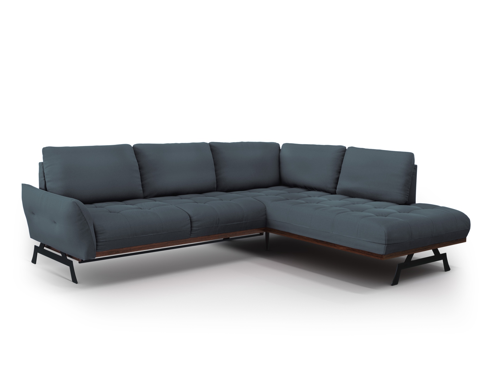 Canapé d'angle 5 places Noir Tissu Luxe Design Confort