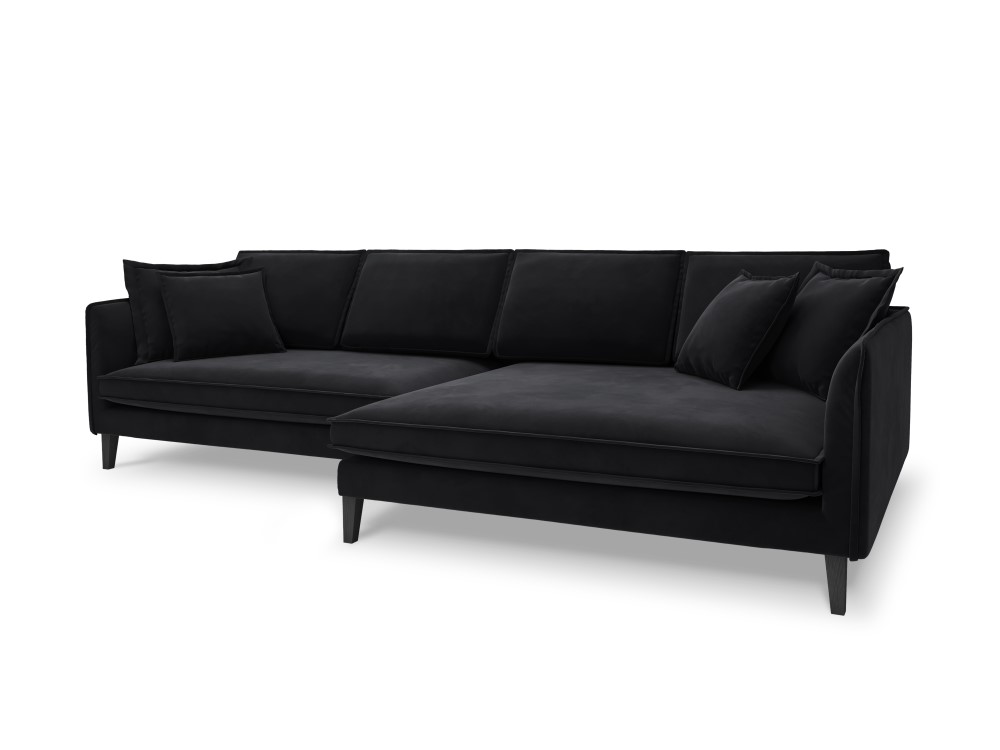 Canapé d'angle 4 places Noir Tissu Luxe Design