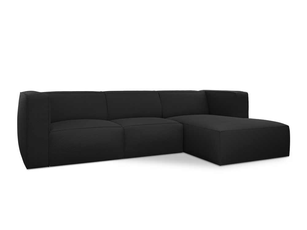 Canapé d'angle 5 places Noir Tissu Luxe Contemporain Confort