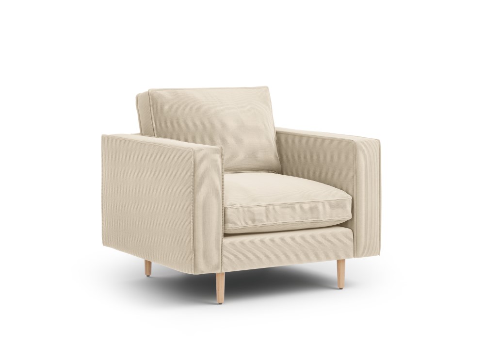 Fauteuil 1 place en tissu structuré beige clair Fauteuil 1 place en tissu structuré beige clair