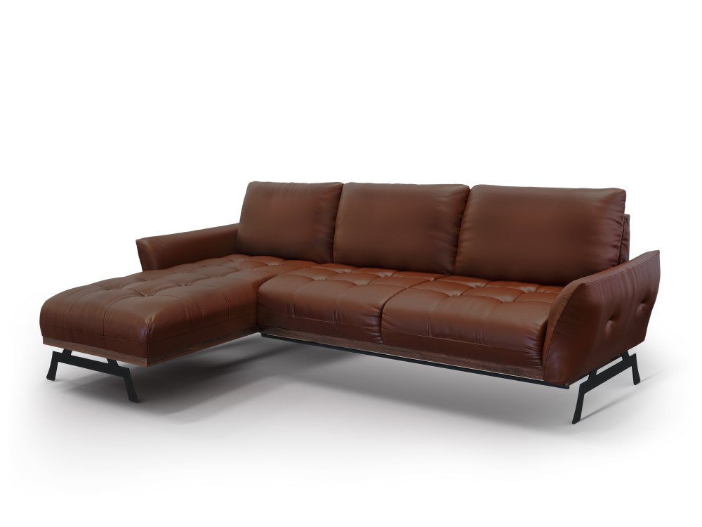 Canapé d'angle 4 places Marron Cuir Luxe Design Confort
