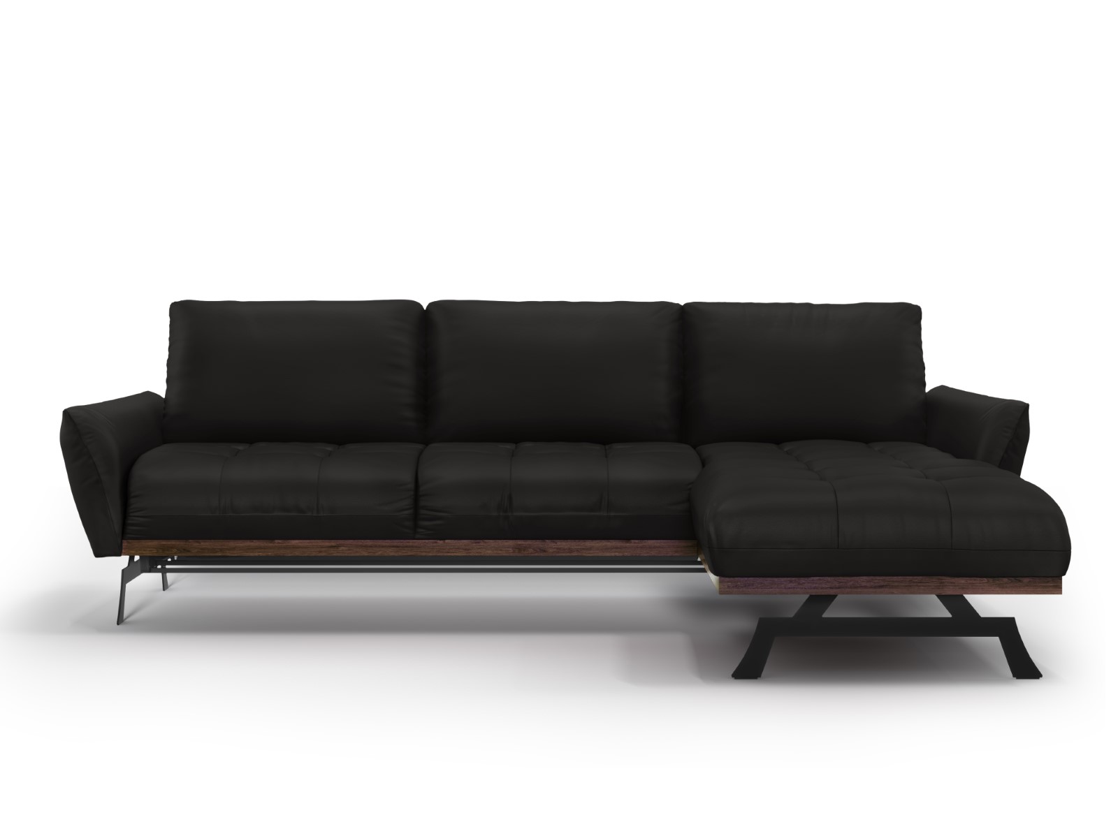 Canapé d'angle 4 places en cuir cuir noir - Vue supplémentaire 2