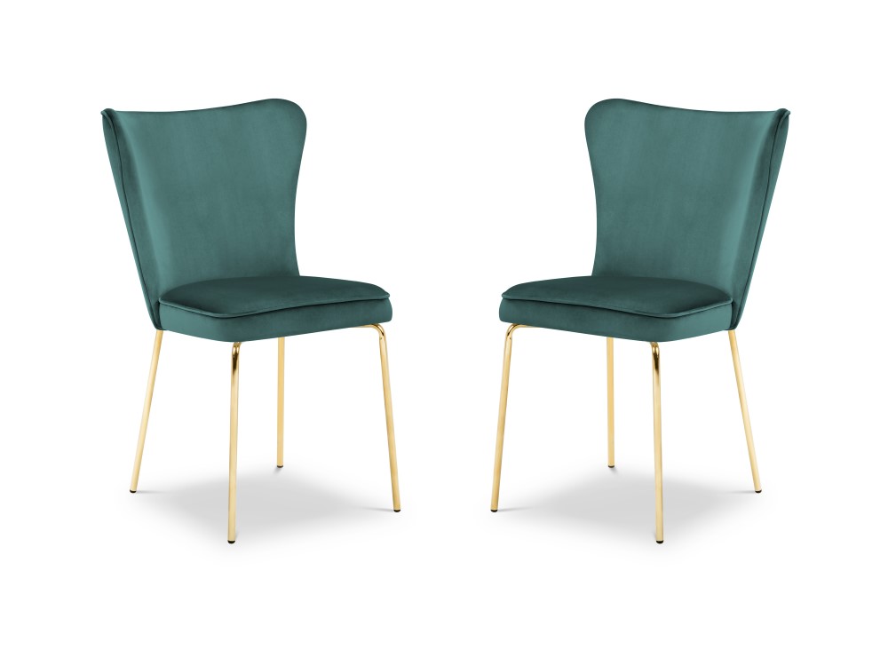 Set de 2 chaises 1 place en velours pétrole Set de 2 chaises 1 place en velours pétrole