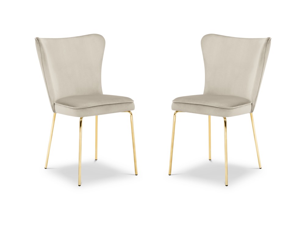 Set de 2 chaises 1 place en velours beige Set de 2 chaises 1 place en velours beige