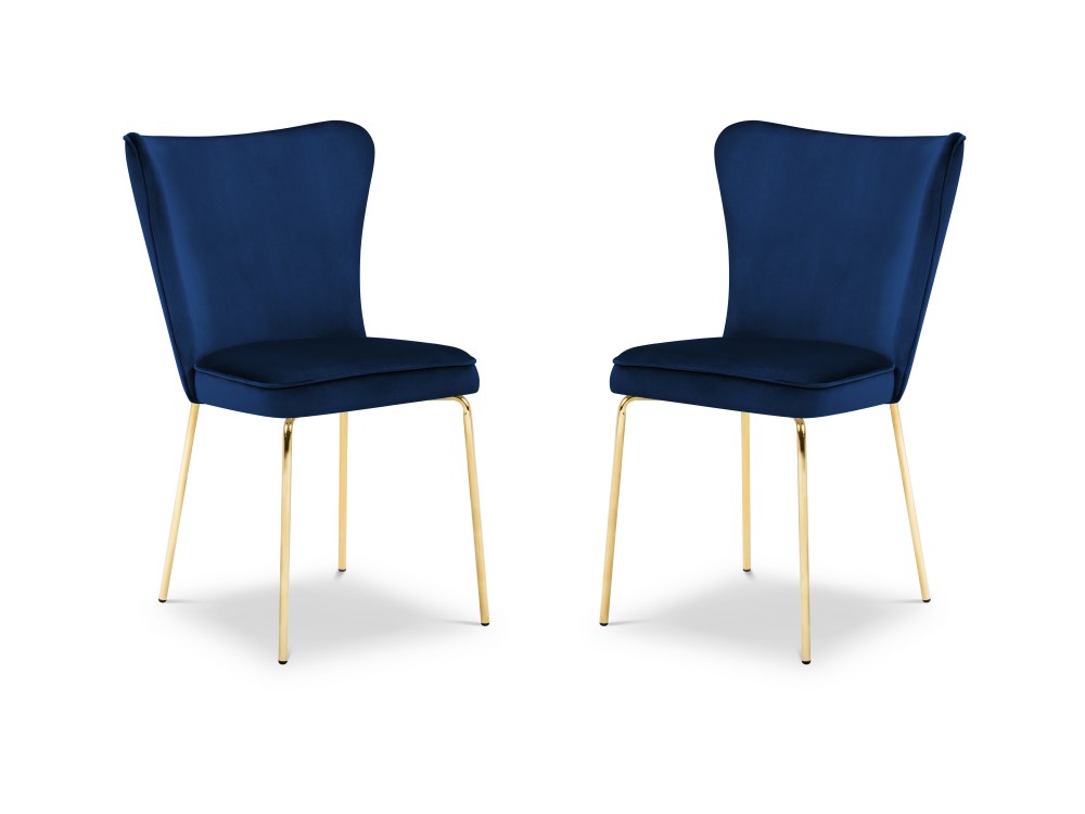 Set de 2 chaises 1 place en velours bleu roi